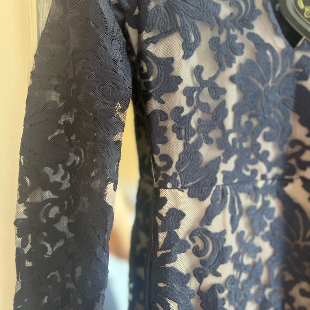 Elegant Navy Lace Dress - Picture 4 of 4